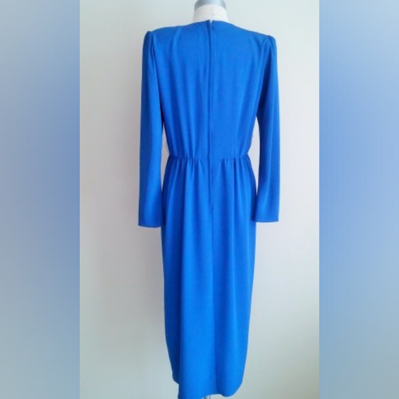 Miss Elliette Cobalt Blue Vintage Dress Size 6 - Picture 8 of 10